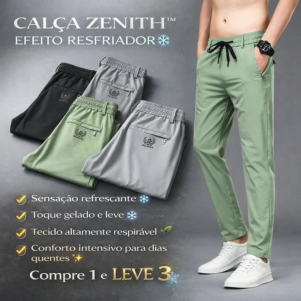 [COMPRE 1 E LEVE 3] Calça Zenith™ em Seda Gelo com Efeito Resfriador / A Calça que Une Tecnologia, Estilo e Máximo Conforto!